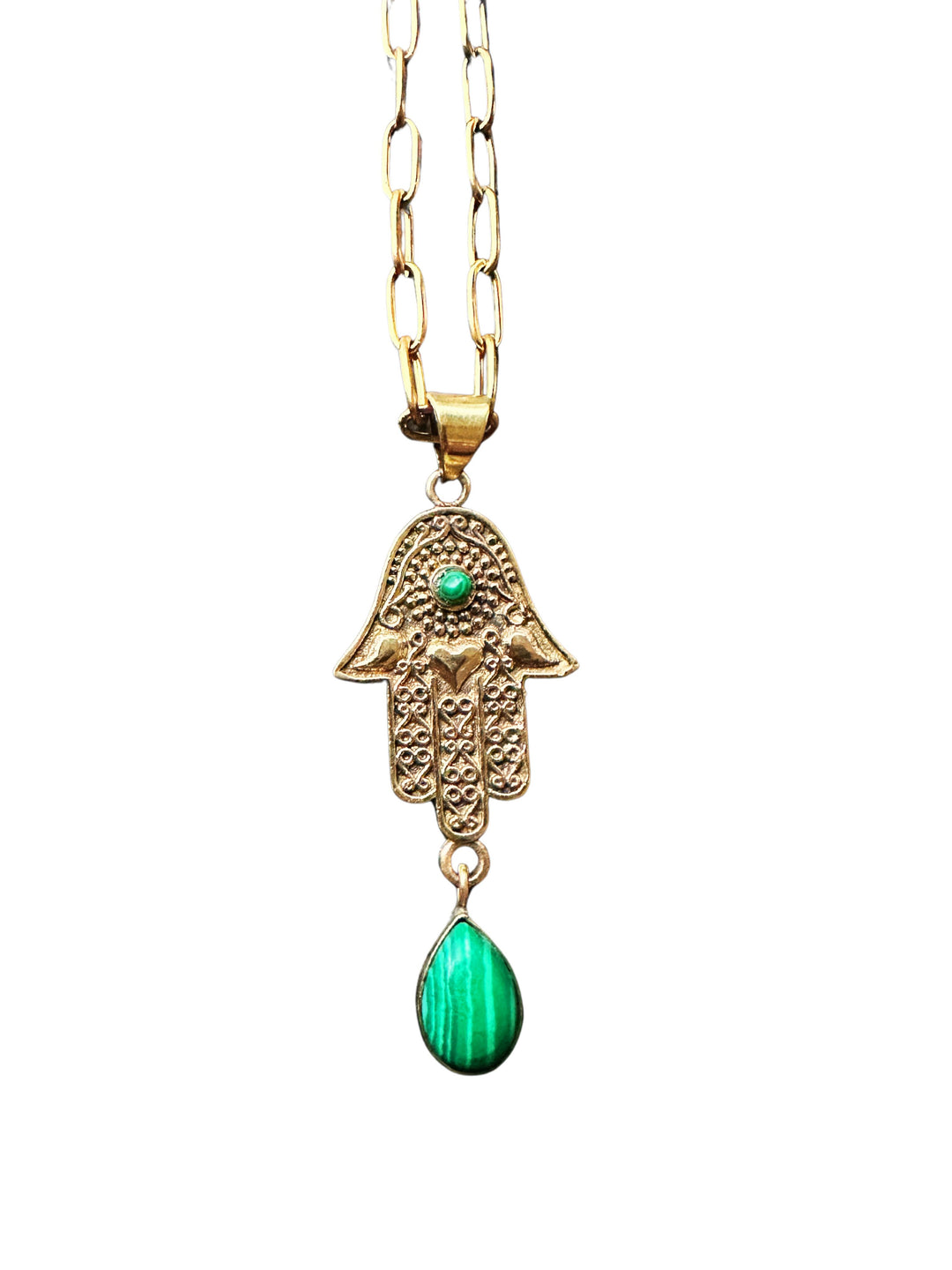 Guardian Hamsa Malachite Necklace