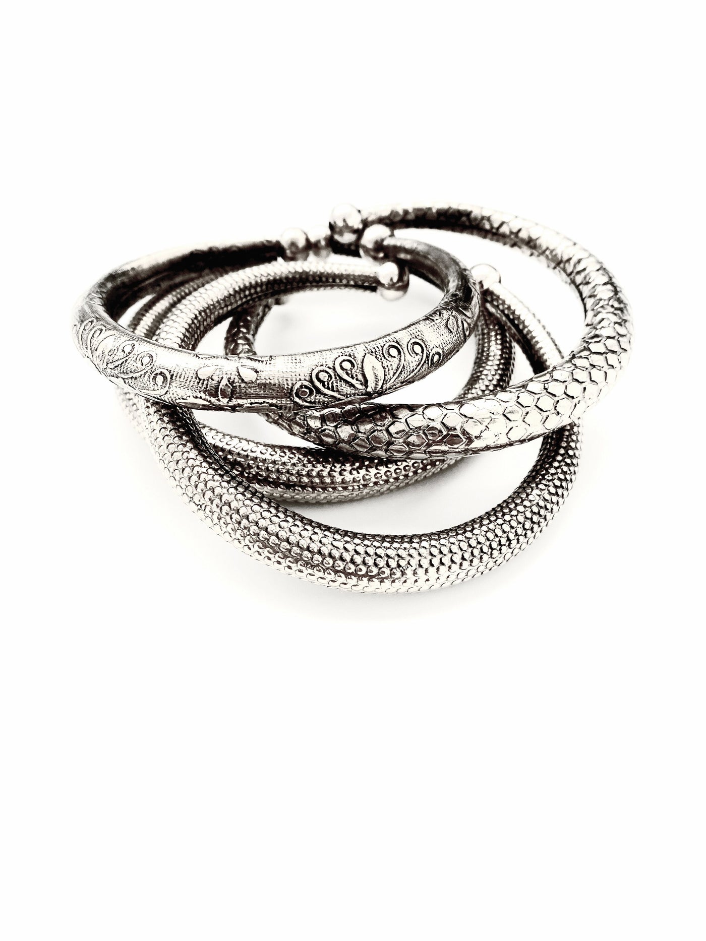 Vintage Etched Silver Cuff