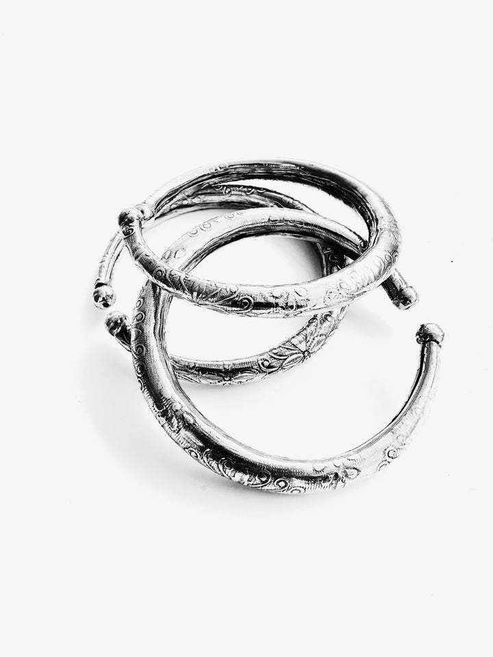 Vintage Etched Silver Cuff