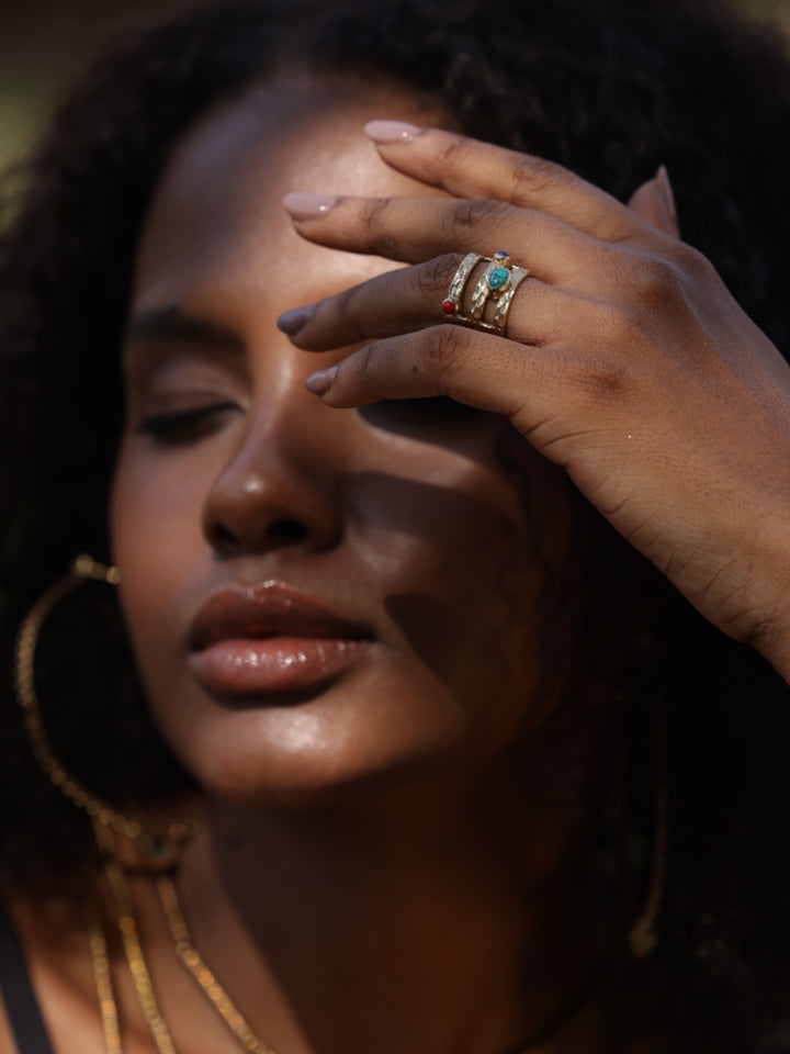 Kira Turquoise and Coral Ring