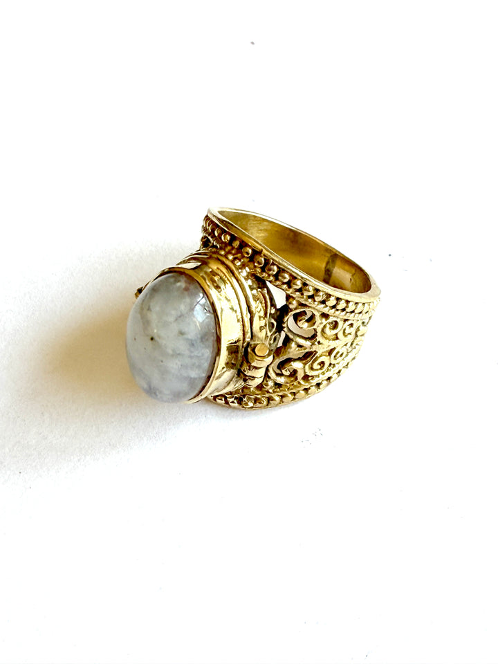 Mona Moonstone Locket Ring