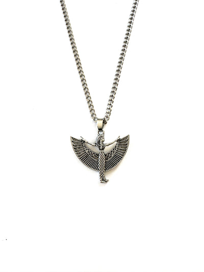 Silver Maat Egyptian Goddess Necklace