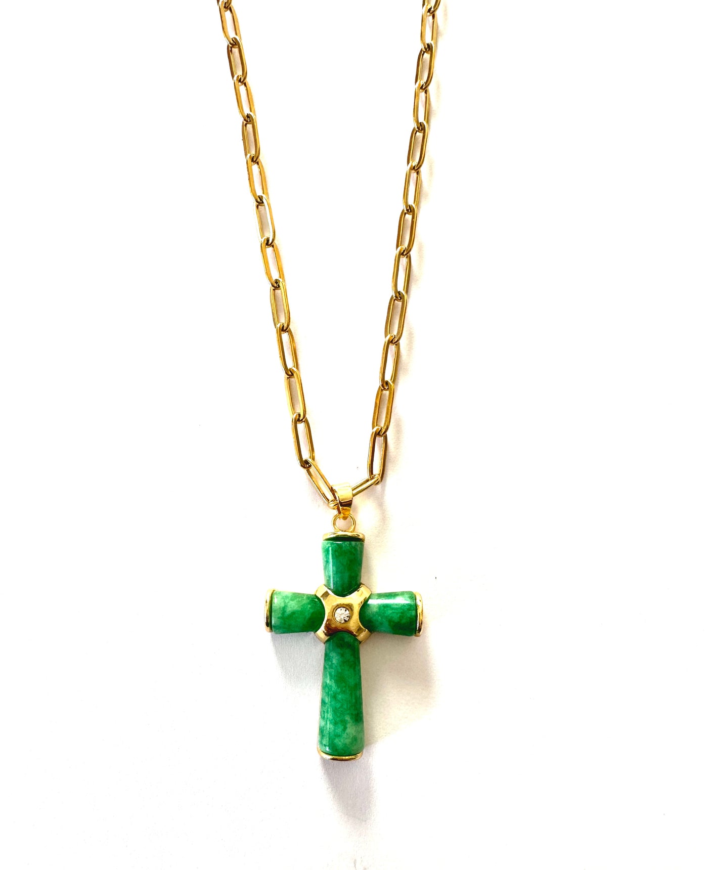 Navya Jade Cross Necklace