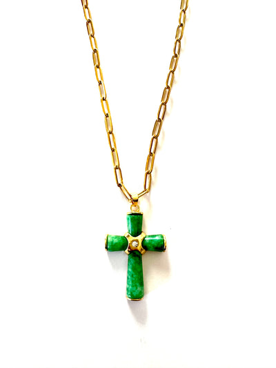 Navya Jade Cross Necklace