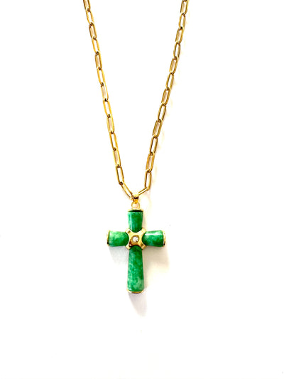 Navya Jade Cross Necklace