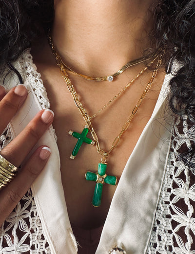 Navya Jade Cross Necklace