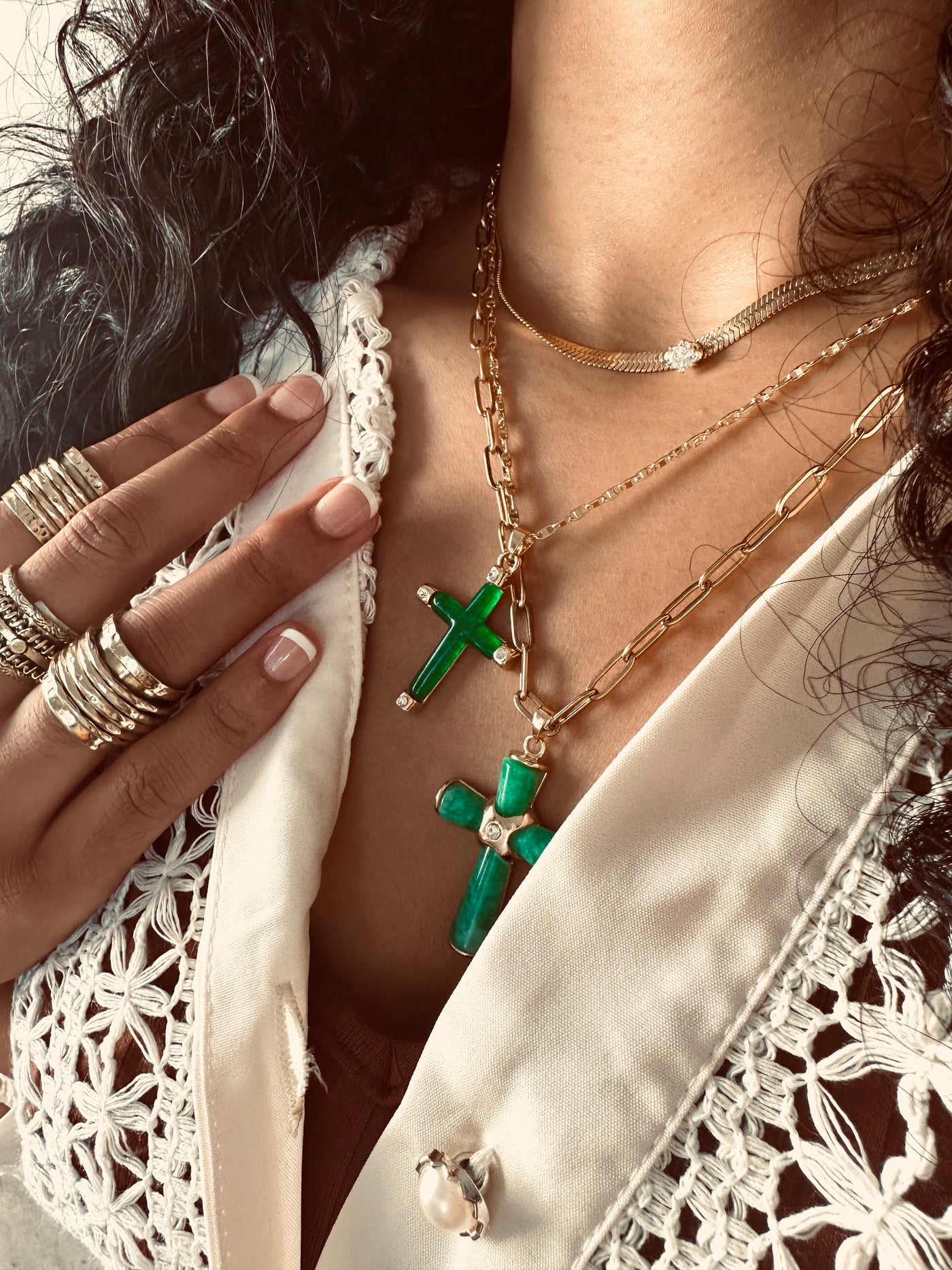 Aarna Jade Cross Necklace