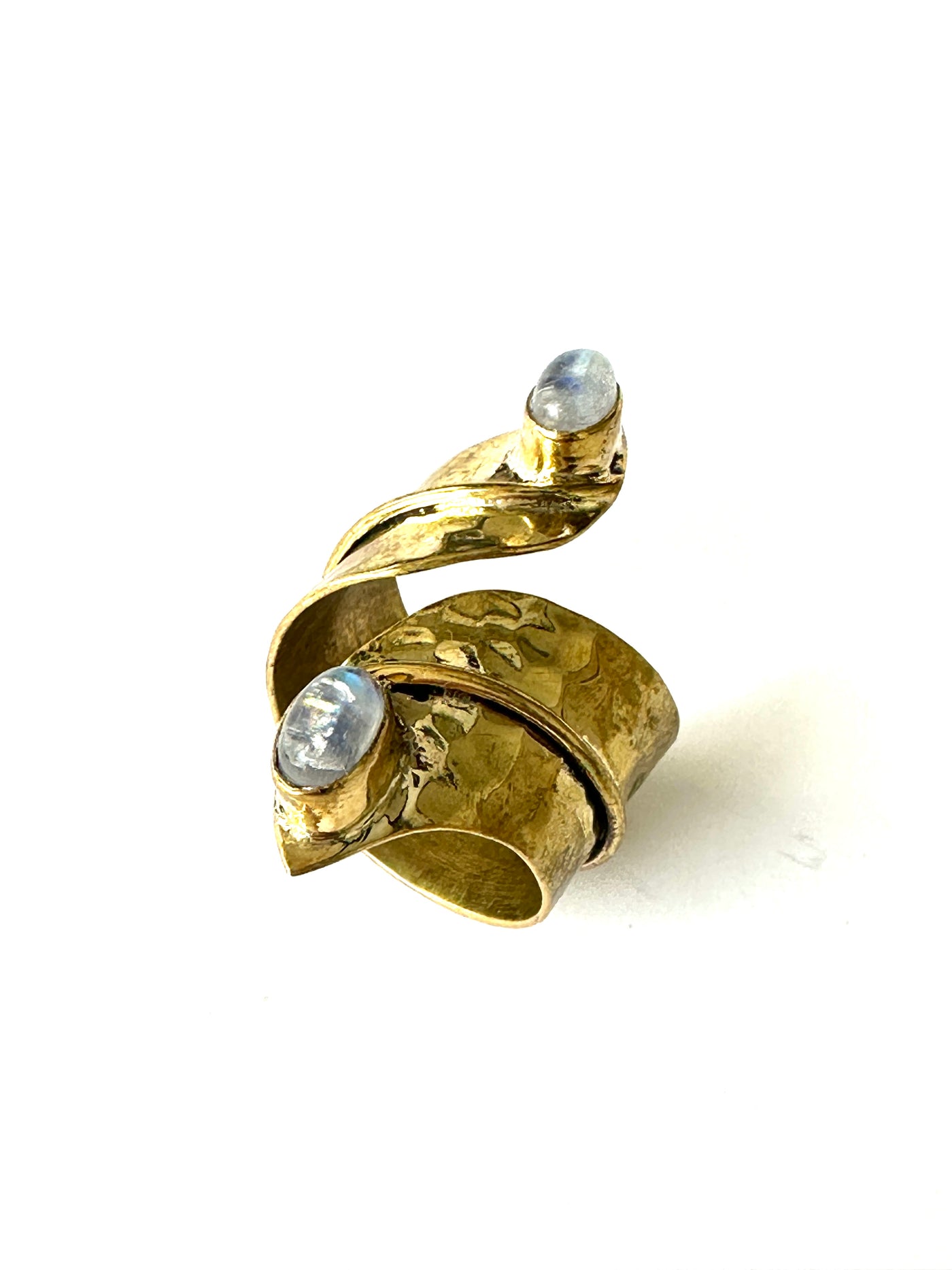 Nia Moonstone Adjustable Brass Ring