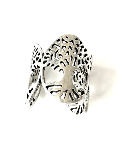 Tree of Life Silver Adjustable Ring