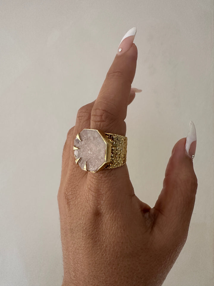 KA26 Rose Quartz Adjustable Ring