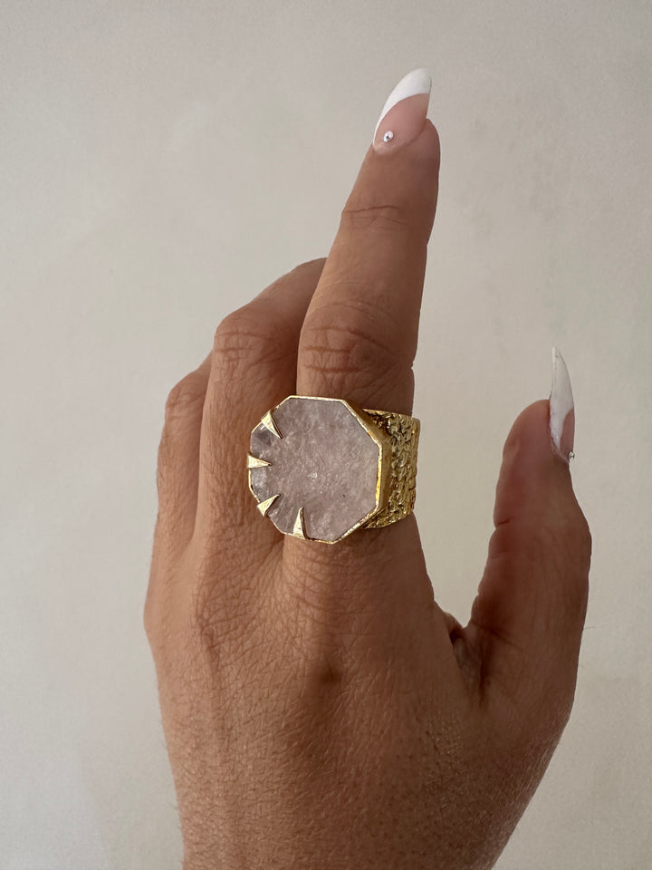 KA26 Rose Quartz Adjustable Ring