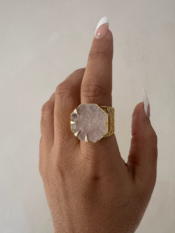 KA26 Rose Quartz Adjustable Ring