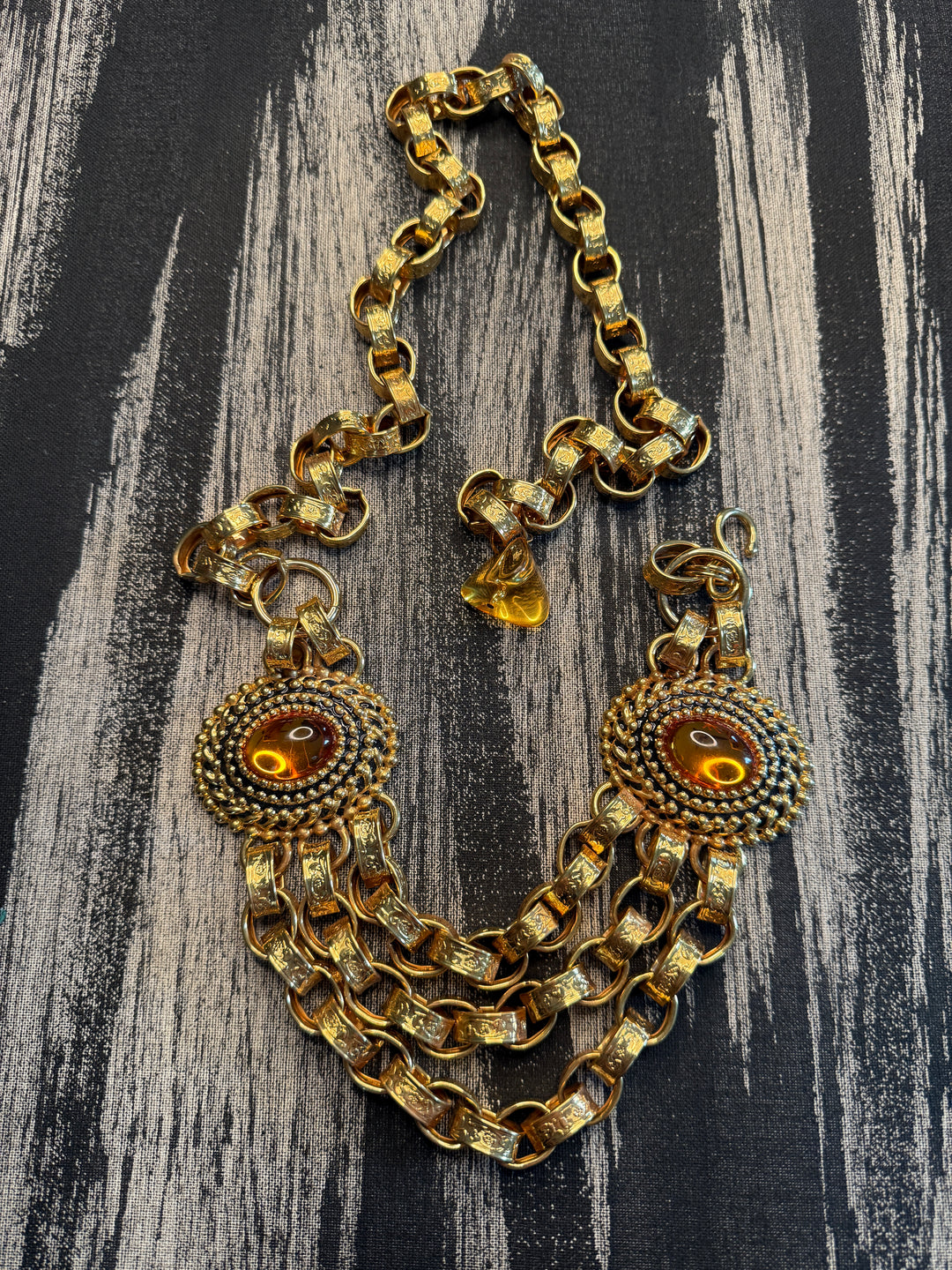 Vintage Craft Topaz Cabochon Belt/Necklace