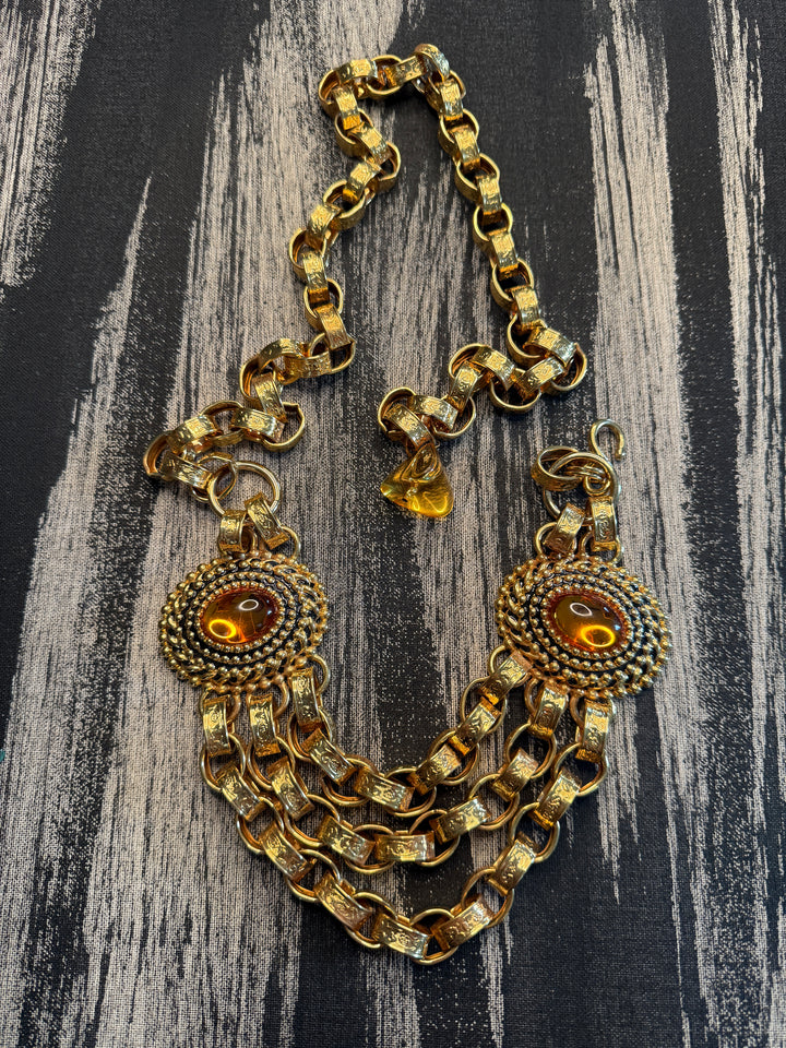 Vintage Craft Topaz Cabochon Belt/Necklace