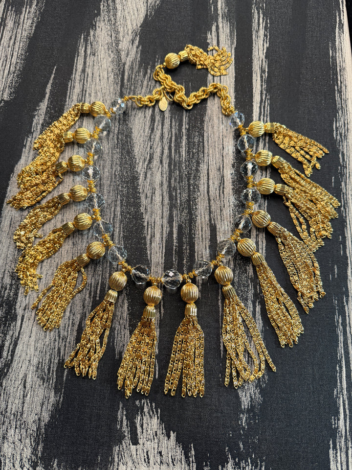 Vintage Julie Rubano Glass Tassel Runway Necklace