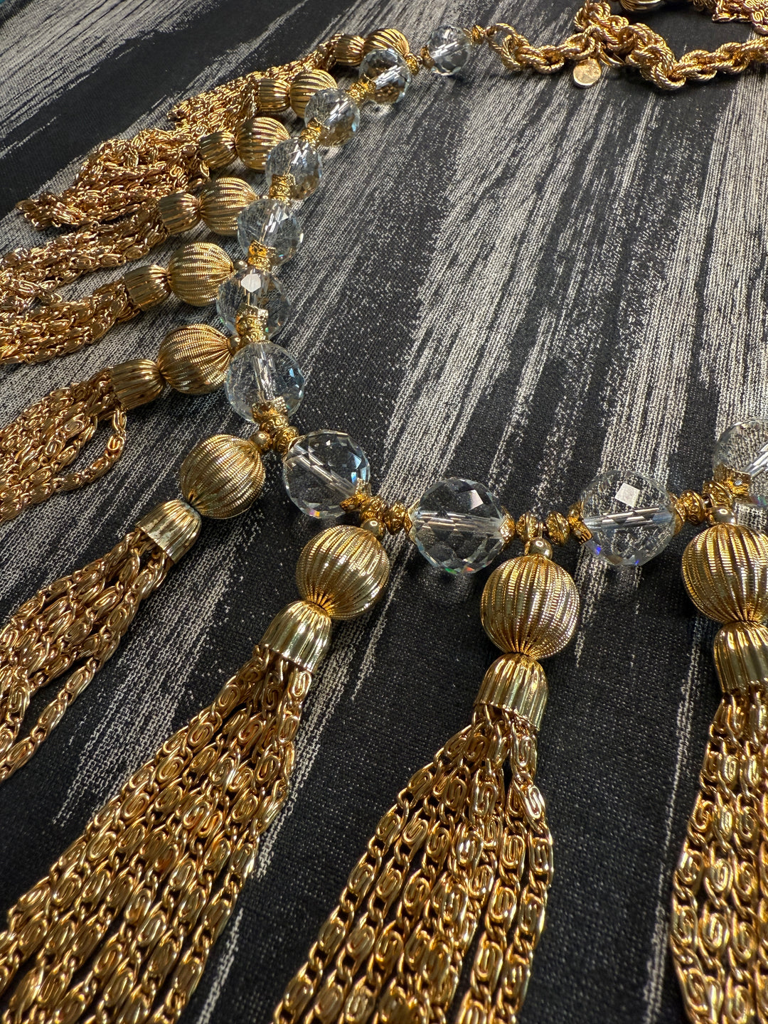 Vintage Julie Rubano Glass Tassel Runway Necklace