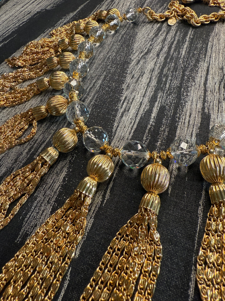 Vintage Julie Rubano Glass Tassel Runway Necklace