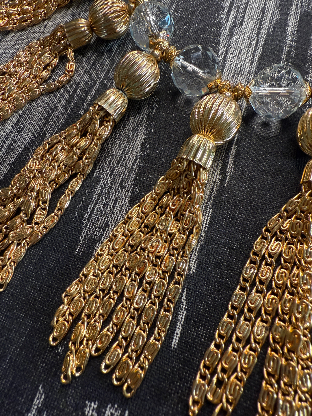 Vintage Julie Rubano Glass Tassel Runway Necklace