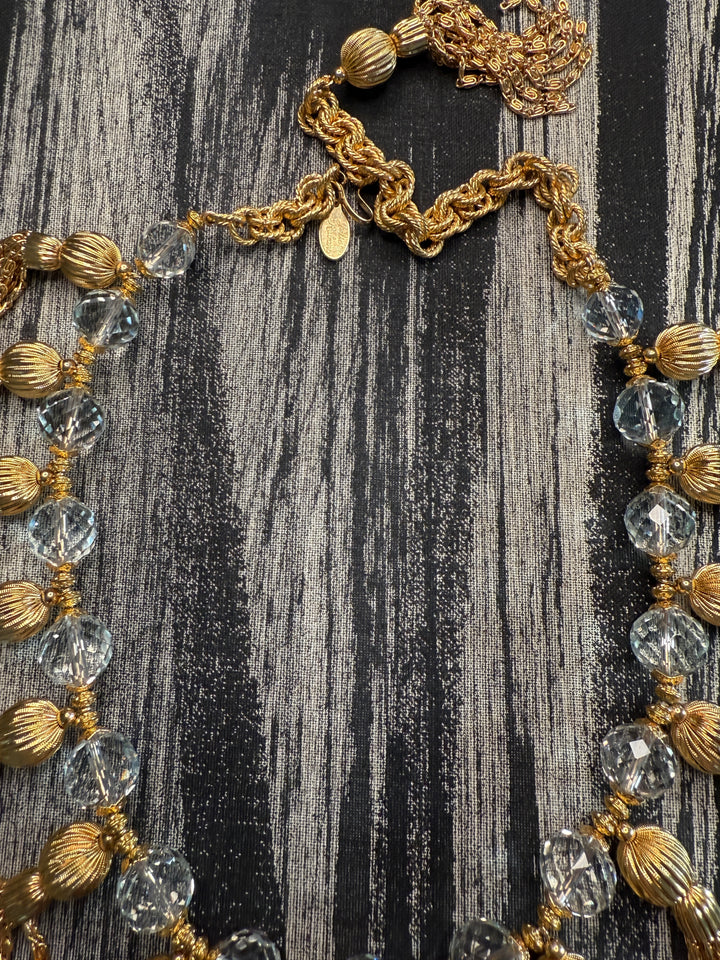 Vintage Julie Rubano Glass Tassel Runway Necklace