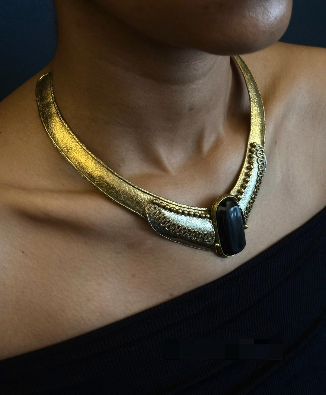 Vintage IXEL Brutalist Statement Collar Necklace Set