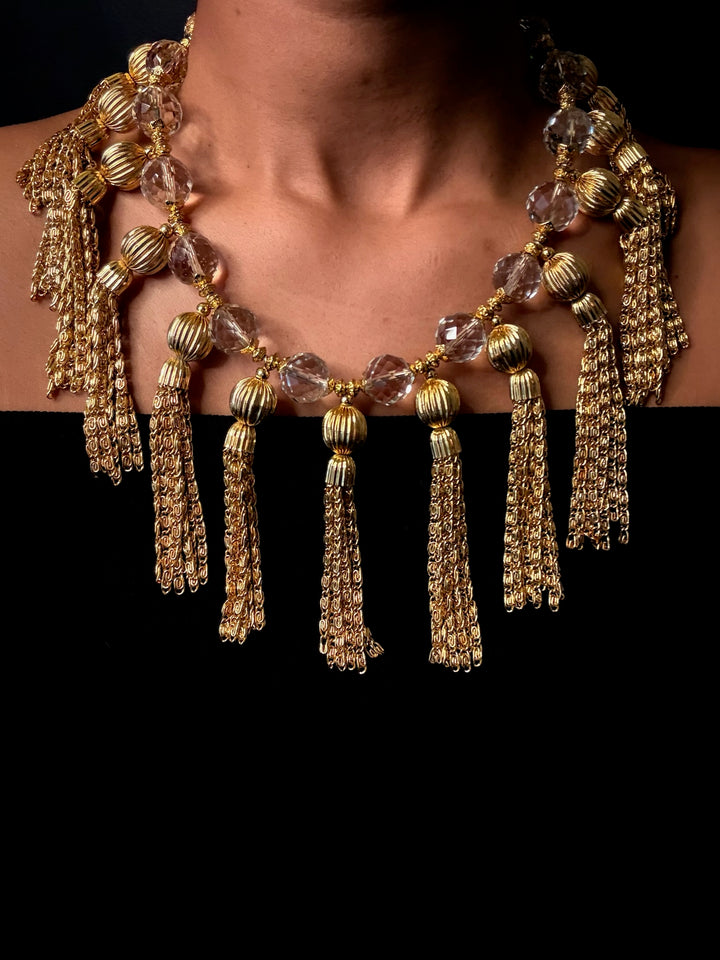 Vintage Julie Rubano Glass Tassel Runway Necklace
