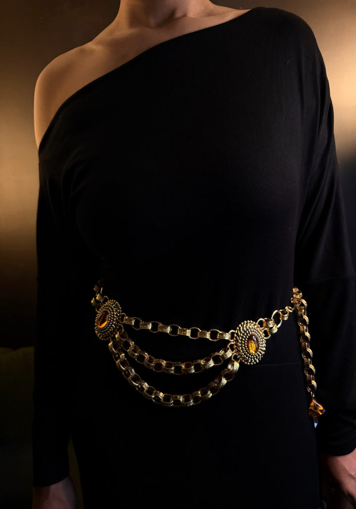 Vintage Craft Topaz Cabochon Belt/Necklace