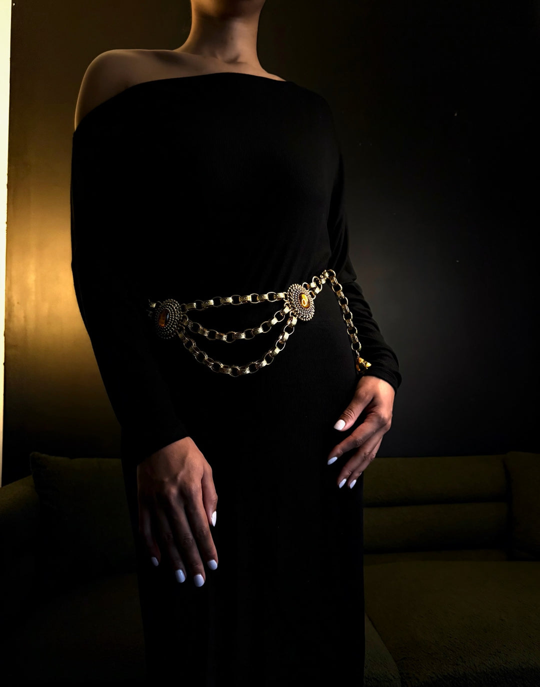 Vintage Craft Topaz Cabochon Belt/Necklace