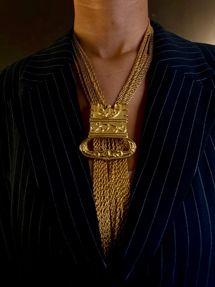 Vintage Large French Couture Etruscan Necklace