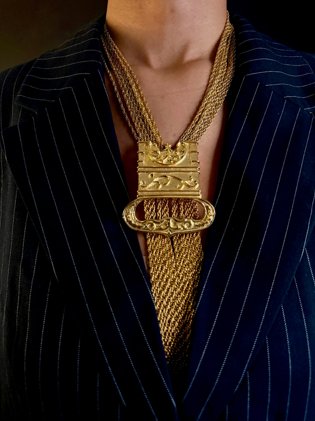 Vintage Large French Couture Etruscan Necklace