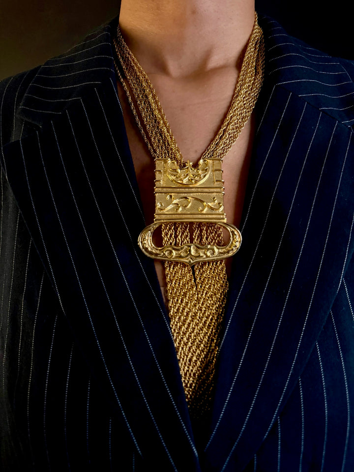 Vintage Large French Couture Etruscan Necklace